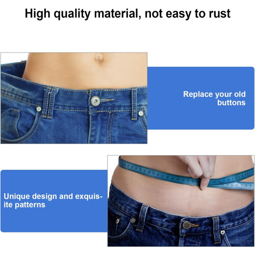 10 boutons pour jeans et pantalons, style simple, à monter soi-même. 2