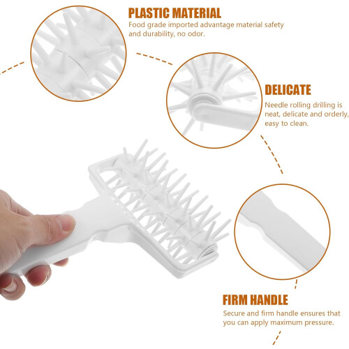Pizzadeegperforator/roller, wit plastic, handig accessoire voor het maken van pizza's. 2