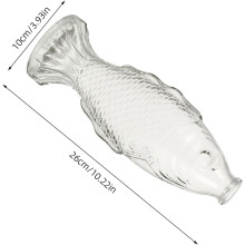 Fiskeformet flaske med kork, drivflaske i glass, blomsterbeholder, glass, trepropp, design, dekorativ hjemmedekor