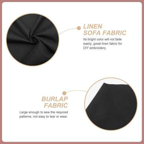 Material textil de in, 100x148cm, negru, 16#, de înaltă densitate, pentru cusut