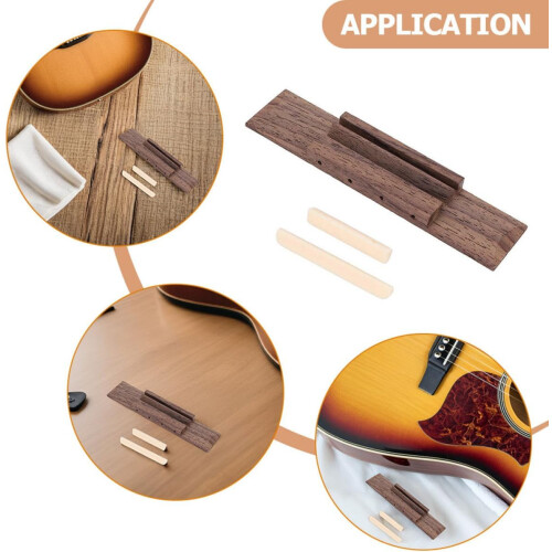 Ukulele Part Accessory Wood Bridge Saddle Nut Premium Wood Material Brown Easy to Use Replace Bridge 2