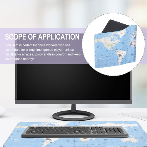 Μεγάλο Mousepad Γραφείου 300x700mm με Ραμμένες Άκρες Αντιολισθητική Βάση Μπλε 2