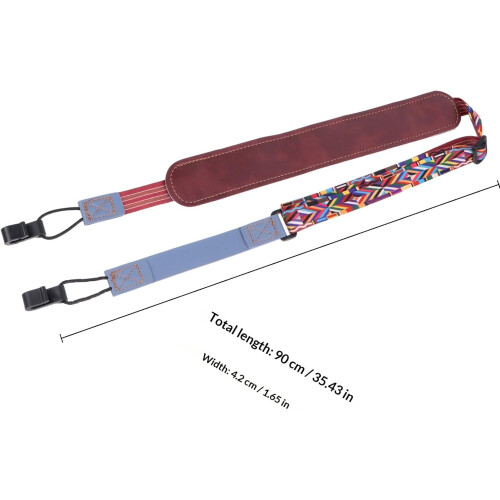 Ajustável sem broca Ukulele Strap com gancho duplo J, material de couro Pu, conveniente para uso 1