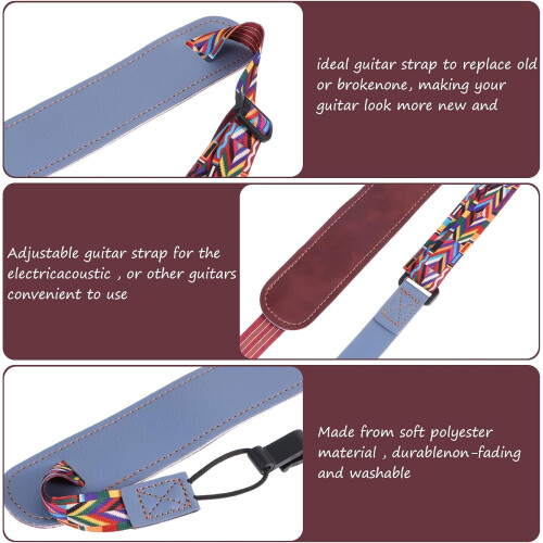 Ajustável sem broca Ukulele Strap com gancho duplo J, material de couro Pu, conveniente para uso 2