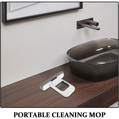 Portable Mini Foldable Desktop Mop Sponge Self-Squeeze Water-Absorbing Hand Mop 2