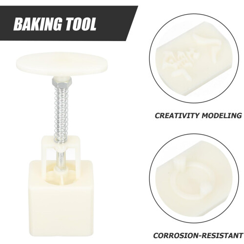 Square Moon Cake Mold Hand Press Type Mold with Mahjong Pattern Plastic Easy to Clean Non-Stick 2