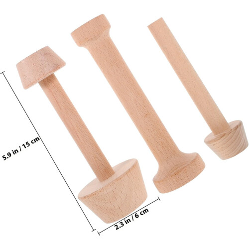 3-teiliges Set doppelseitiger Eierkuchenformen aus Holz 1