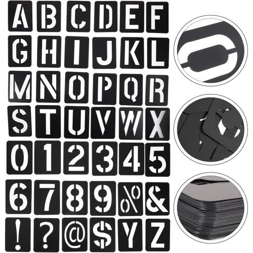 Multi-Function Black Pp Plastic Alphabet Number Letter Stencils Set 42 Sheets 2