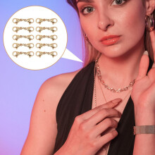 Lot de 10 fermoirs mousquetons doubles en acier inoxydable doré de 10 mm pour bijoux