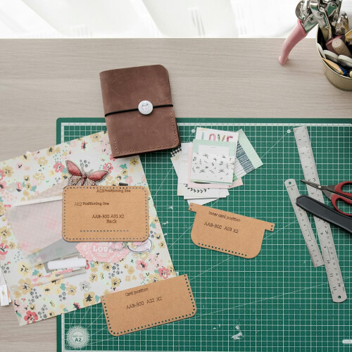 Leather Wallet Template Set for DIY, Multifunctional Cowhide Card Holder Patterns, Purse Making Stencils 1