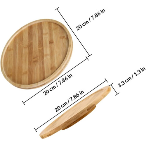 Πικάπ Bamboo Lazy Susan για τραπέζι με περιστροφή 360 μοιρών, ρουστίκ ξύλινη βάση για κέικ 1