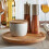 Πικάπ Bamboo Lazy Susan για τραπέζι με περιστροφή 360 μοιρών, ρουστίκ ξύλινη βάση για κέικ 5