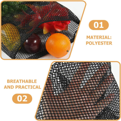 Lot de 10 sacs à linge en filet de polyester avec cordon de serrage, multifonctionnels, noirs. 2