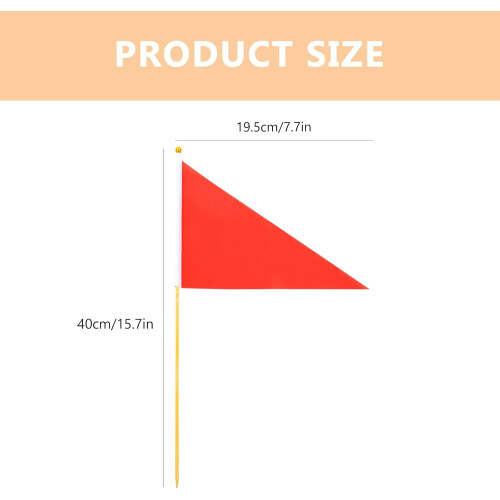 10pcs Red Lawn Marking Flags with Bamboo Poles, Triangular Yard Mark Flags for Construction 1