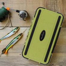 Scatola organizer impermeabile di grandi dimensioni per attrezzatura da pesca con divisori, custodia portatile in plastica verde per esche.