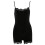 Womens Solid Color Lace Trim Bodycon Cami Romper-Black M 1