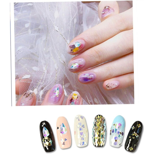 10 st. imitation kristall nagelplattor strass 1