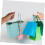 Coș de picnic din plastic, țesut, cu accesorii, albastru, cu mâner scurt 6