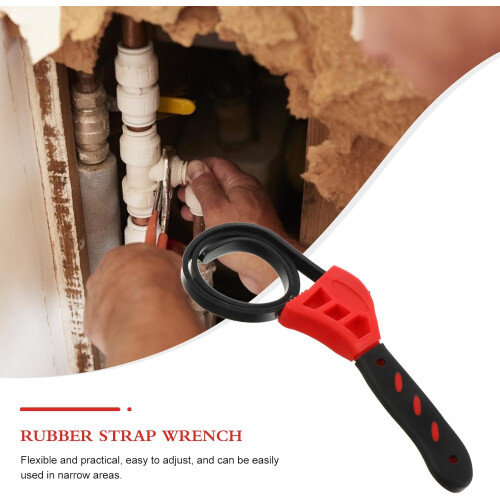 Rubber Strap Wrench Handle Good Cushioning Effect Adjustable Multifunctional Bottle Opener Sturdy 1