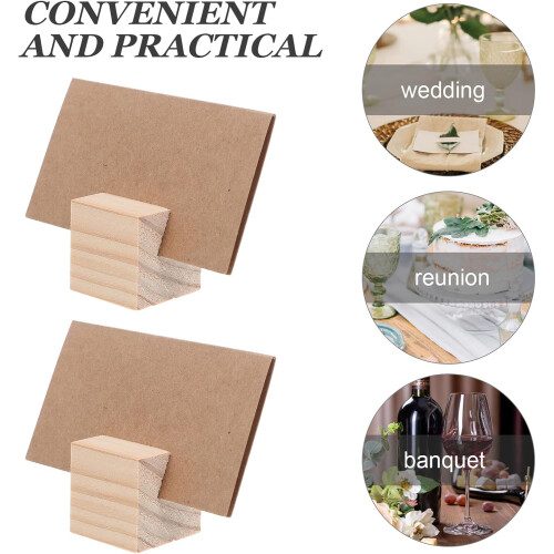 10er-Set quadratische Tischkartenhalter aus Holz, rustikal-elegantes Design 2