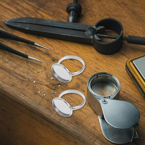 Verstellbare Ringhalter aus Edelstahl, formstabil, 10 Stück robuste silberne Ringrohlinge 2