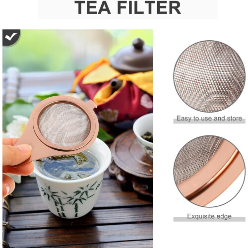Teinfuser i rustfritt stål for løsbladste og krydder med avtakbart filter i rustfritt netting 2