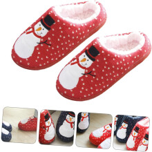Pantofole da coppia in cotone per l'inverno, con motivo natalizio, calzature da interno calde e spesse con fodera interna, scarpe da camera da letto
