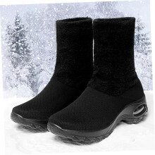 Schwarze Damen-Schneestiefel, mittelhoch, Größe 36, warm gefüttert, für Herbst und Winter