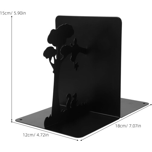 Cartoon Desktop Bookends Set, Metal Giraffe e Esquilo Book Holder para prateleiras e mesa 1