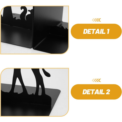 Cartoon Desktop Bookends Set, Metal Giraffe e Esquilo Book Holder para prateleiras e mesa 2