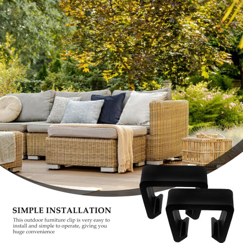 10 Stück Rattan-Stuhl-Sofa-Befestigungsclips, Ecksofa-Möbelclips, schwarzes Kunststoffmaterial, einfach 2