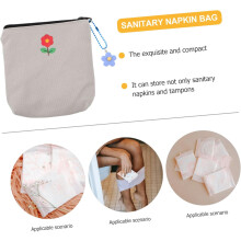 Borsa porta assorbenti igienici in tela, astuccio portatile per tamponi, colore grigio chiaro decorativo
