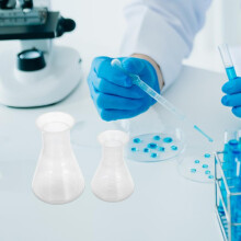 Set van 20 plastic Erlenmeyerflessen, met maatverdeling van 50 ml en 100 ml, conische laboratoriumbekers met smalle hals.