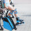 Roller Skates Bag with Three-Layer Storage Blue Semi-mesh Material Multi-Compartment Roller Backpack 5