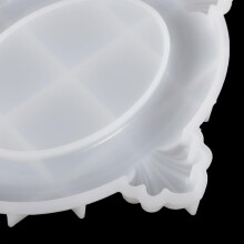 Molde de moldura de imagem de silicone para artesanato de bricolagem semi-3D redondo moldagem de moldura de moldura de fotos de resina de pétalos