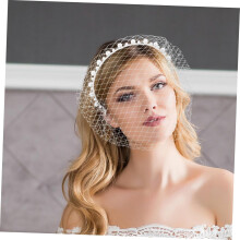 Accesorii de păr din plasă, voal de nuntă, fascinator cu perle, bandă de susținere pentru femei, accesorii de mireasă