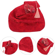 Handgefertigte, rote Handtasche mit Blumenmuster, Knotenmuster, Aufbewahrungstasche für Hochzeiten und Abendveranstaltungen