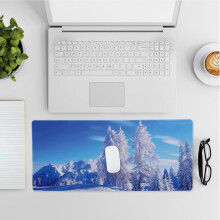 Schreibtischunterlage, großes Mauspad für Büro, Homeoffice, Dekoration mit Winterbaum-Landschaftsmotiv