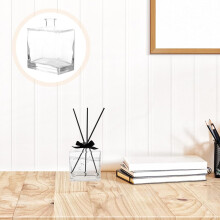 Leere, wiederbefüllbare Glasflasche, quadratische, flache Vase, 350 ml, schlichtes Design