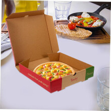 10 stuks papieren pizzadozen voor gebruik in de horeca en cafés. Multifunctionele bewaar- en verpakkingsdozen voor voedsel.