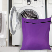 Sac à linge réutilisable violet pour animaux de compagnie, idéal pour les chats, protège leur couchage et préserve la machine à laver des poils.