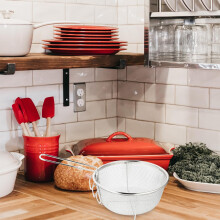 Cesta de friteira profunda de aço inoxidável com design dobrável, esfregador redondo do filtro de óleo para uso da cozinha