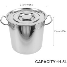 11,5-Liter-Edelstahl-Kochtopf mit Doppelgriffen und Deckel, robuster Metallkochtopf