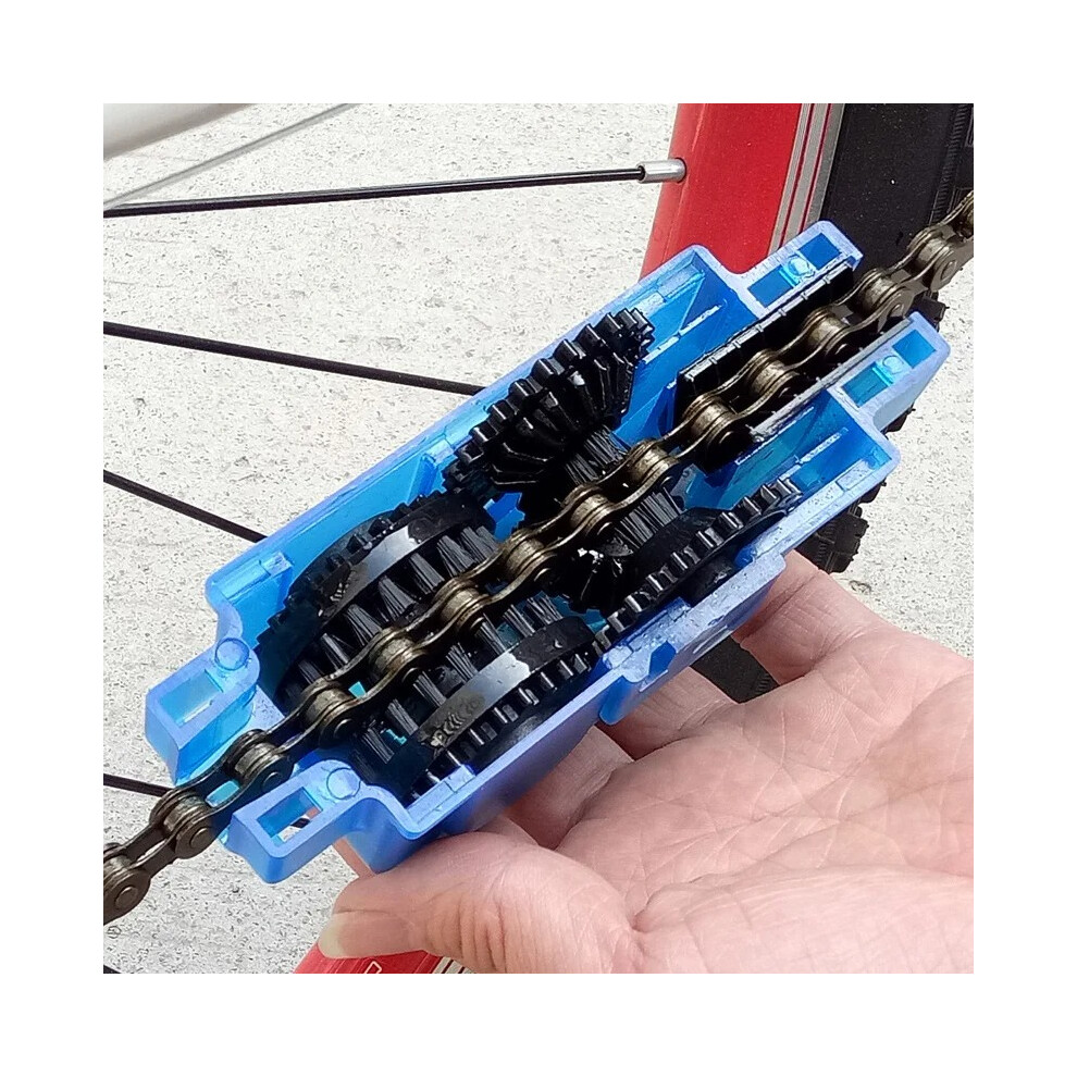 Professional Portable Bicycle Chain Cleaner Kit - 3D Brush Scrubber Wash Tool & Maintenance Kit For Mountain & Road Bikes (Blue) Blue 619204115788