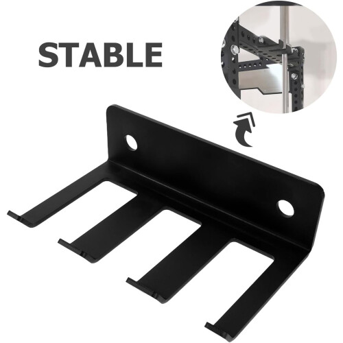 Supporto da parete singolo per bilanciere con 3 ganci per rack da squat, supporto verticale per bilanciere 2