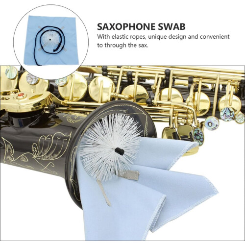 Saxophone Cleaning Cloth Precision Weaving Design Cotton Fiber Material Nylon Wire Convenient Pull through Tool 2