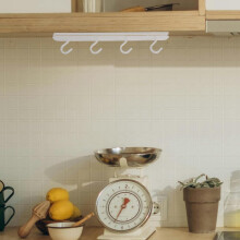 Crochet coulissant pour ustensiles de cuisine, support de rangement en ABS blanc, gain de place