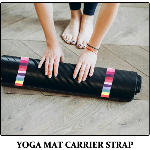 Yogamattestropp med digitaltrykk, regnbuestriper, solid bærerem til yogamatte 2