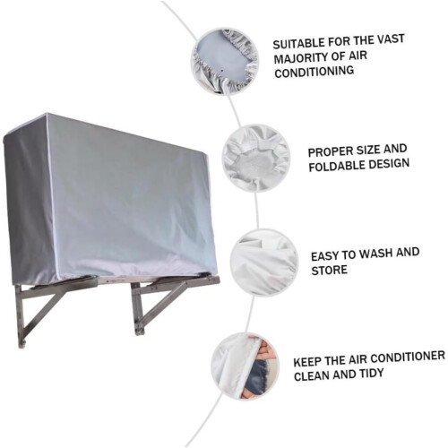 Air Conditioner Outer Unit Cover Waterproof Polyester Fabric Silver Air Conditioner 2