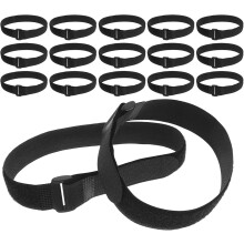 24 schwarze Nylon-Tragegurte für Yogamatten, 25 x 400 mm, mit Klettverschluss